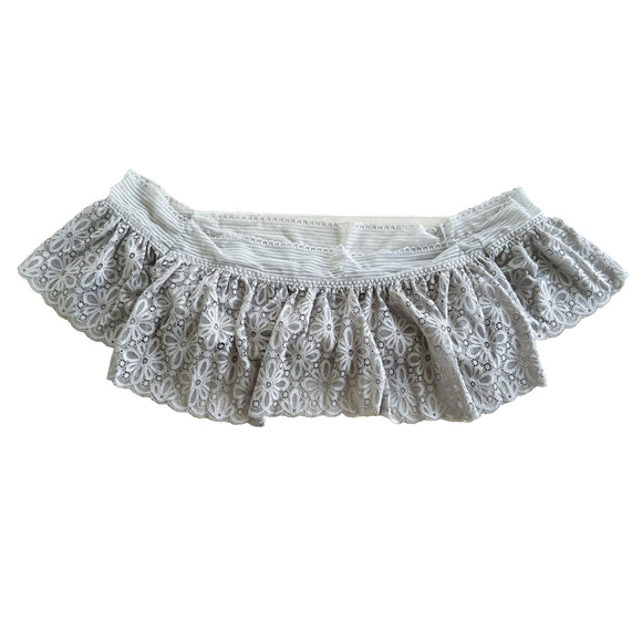 Victoria's Secret Silver Gray Lace Crop Off the Shoulder Flounce Bralette Large - Picture 1 of 8